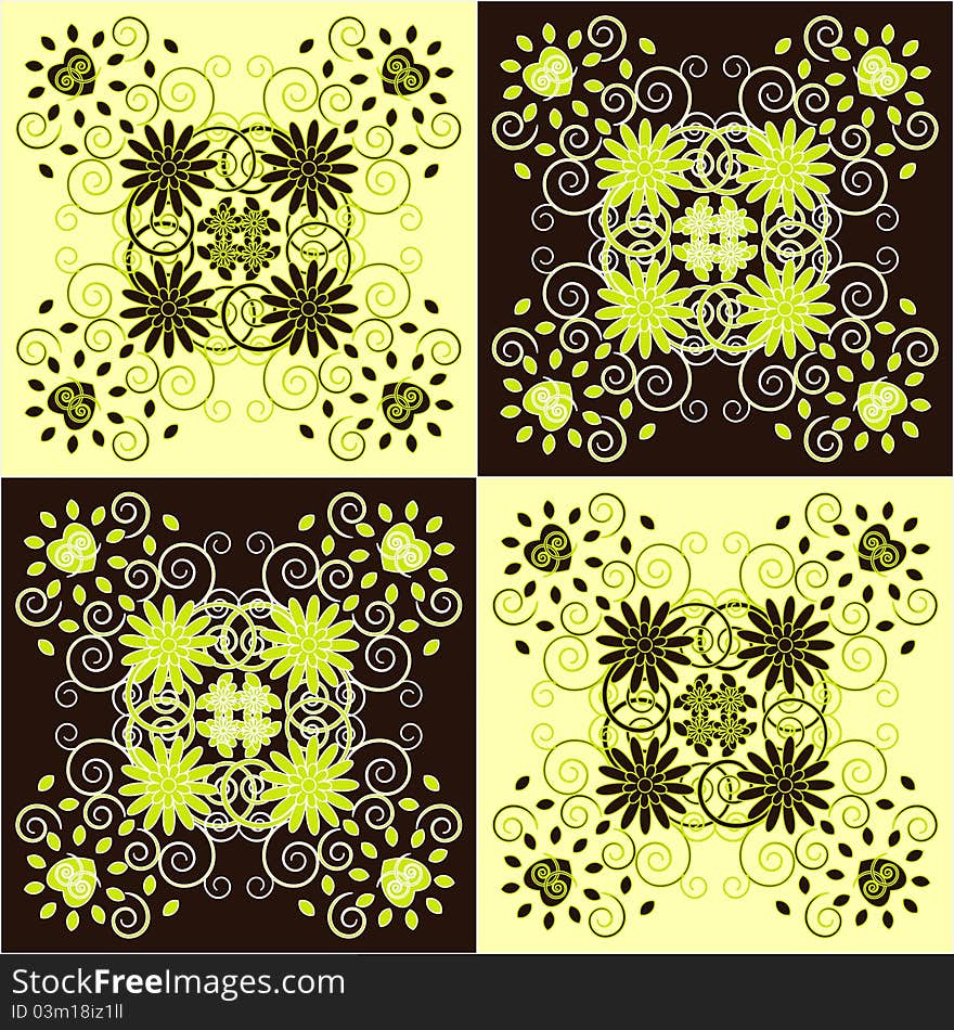 Decorative square background with flower