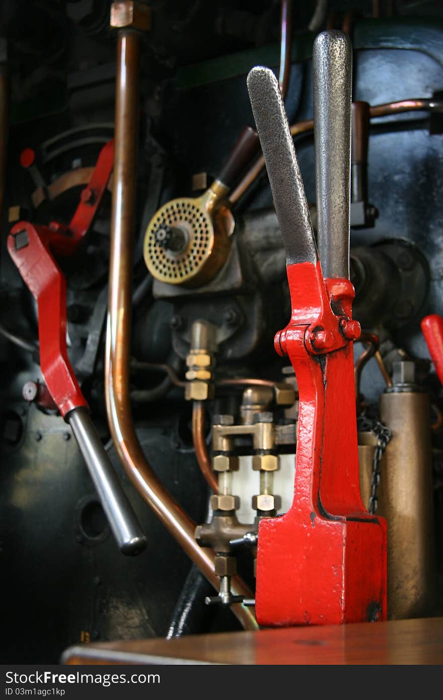 Brakes and machinery of a steam train. Brakes and machinery of a steam train