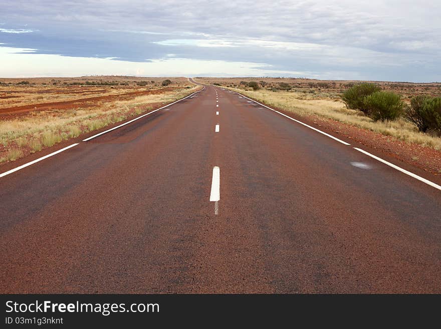 Lonely highway in desert