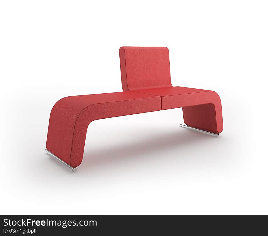 Modern Leather Bench on White Background