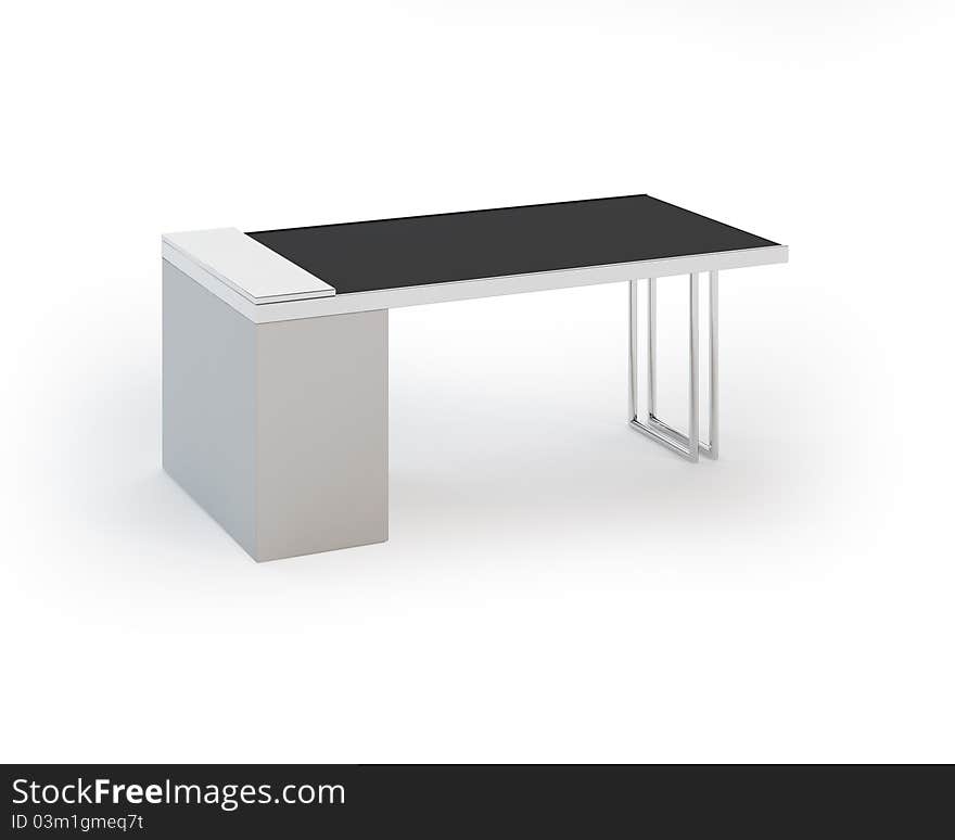 Contemporary Office Stainless Steel Table on White Background. Contemporary Office Stainless Steel Table on White Background