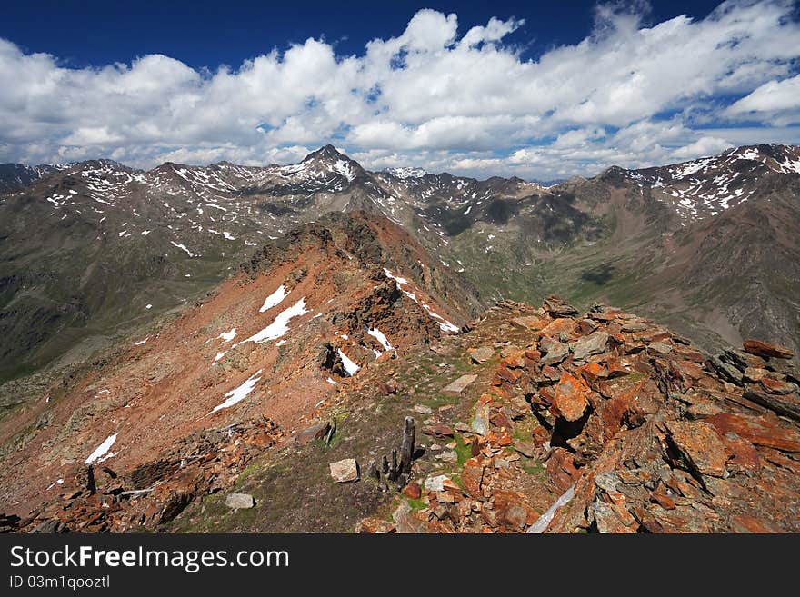 Ercavallo Peak at 3048 meters on the sea-level. Brixia province, Lombardy region, Italy