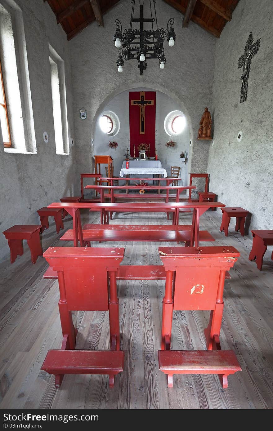 A small chapel of the XVI century in the italian mountains. A small chapel of the XVI century in the italian mountains