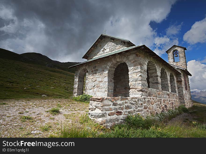 A small chapel of the XVI century in the italian mountains. A small chapel of the XVI century in the italian mountains