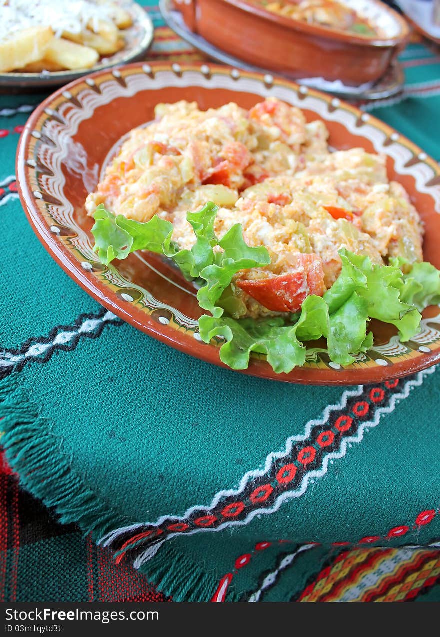 Traditional bulgarian dish Mishmash