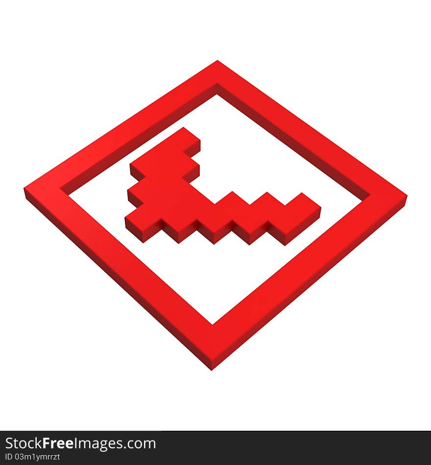 3d checkbox pixel icon red illustration