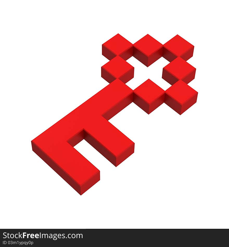 3d key pixel icon