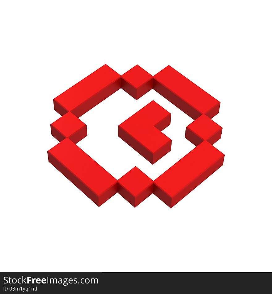 3d clock pixel icon red illustration