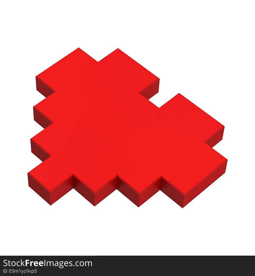 3d heart pixel icon red illustration