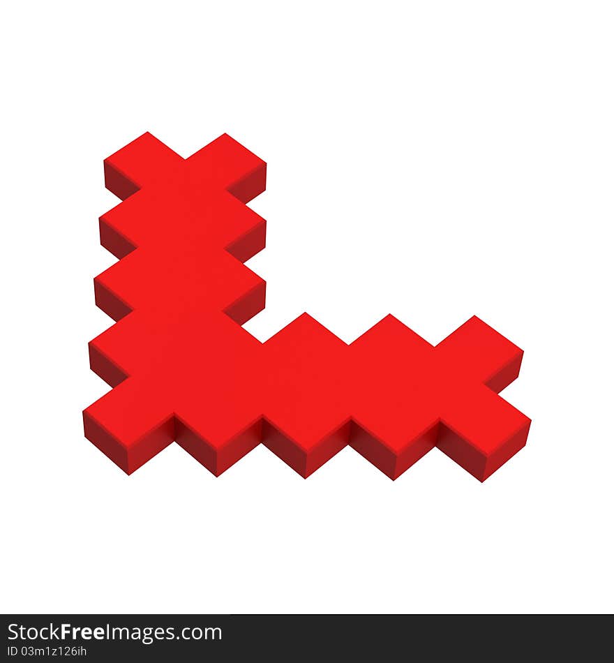 3d arrow pixel icon red illustartion