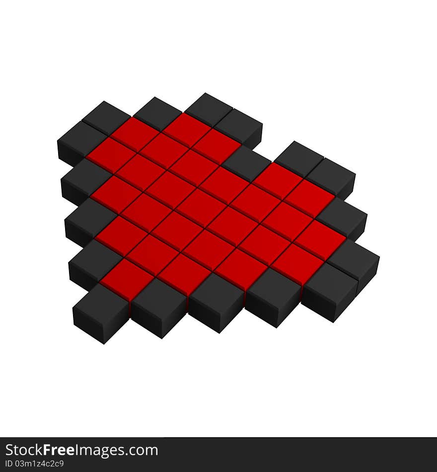 3d Heart Pixel Icon