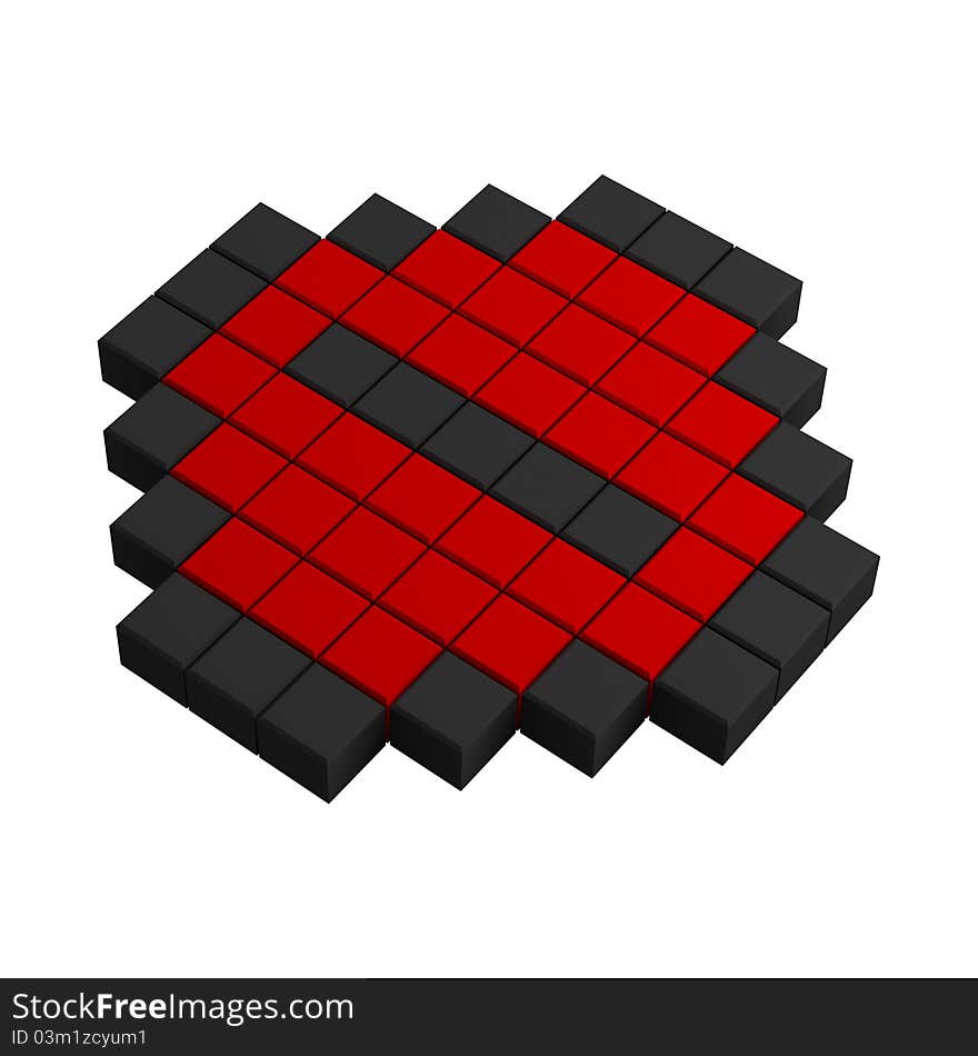 3d minus pixel icon black and red illustration