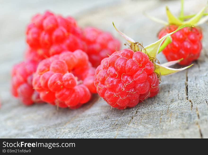 Raspberries On Wood