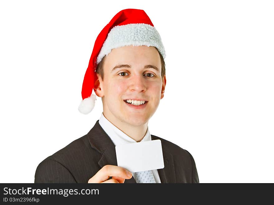 Businessman with chrismas hat