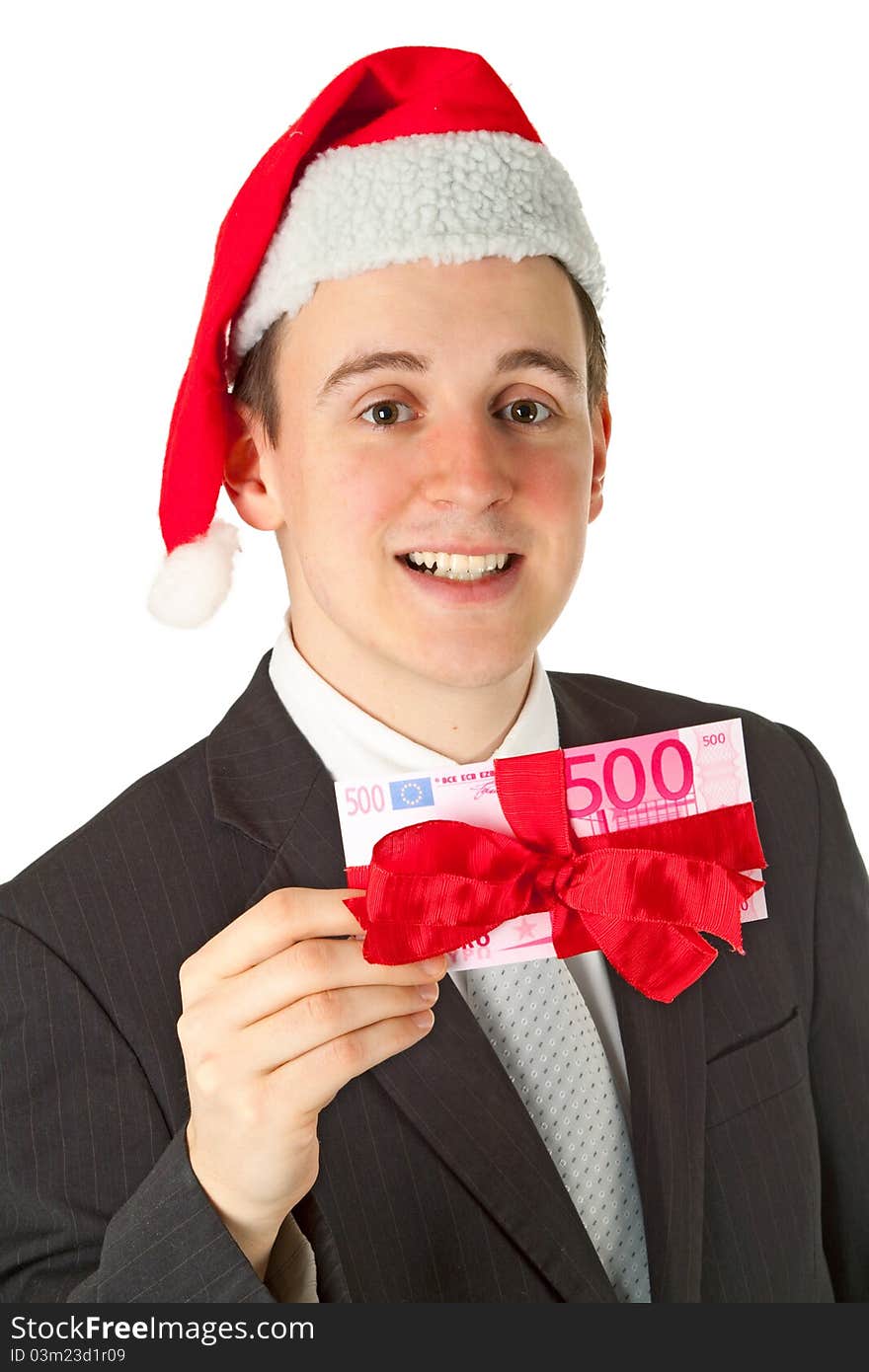 Businessman with chrismas hat