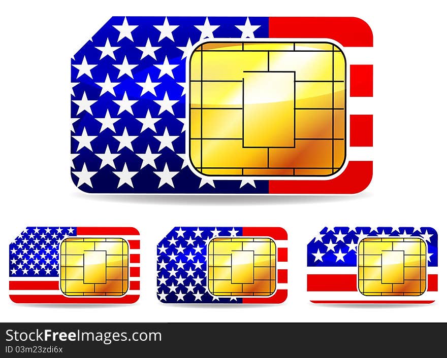 American sim card isolated on white background