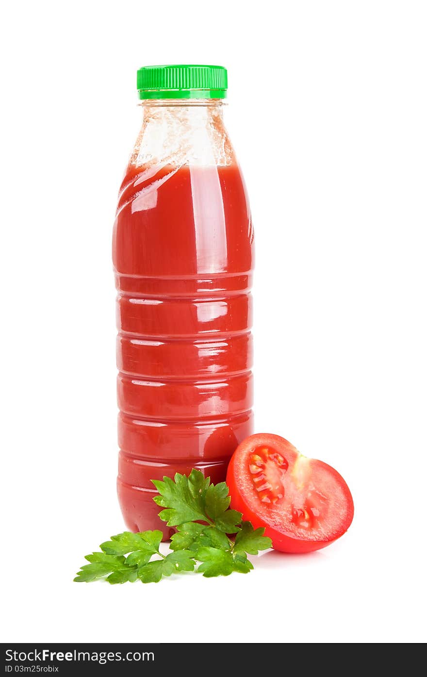 Fresh tomato juice isolated on a white background