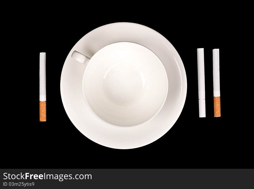 Creative Breakfast With Cup And Cigarettes