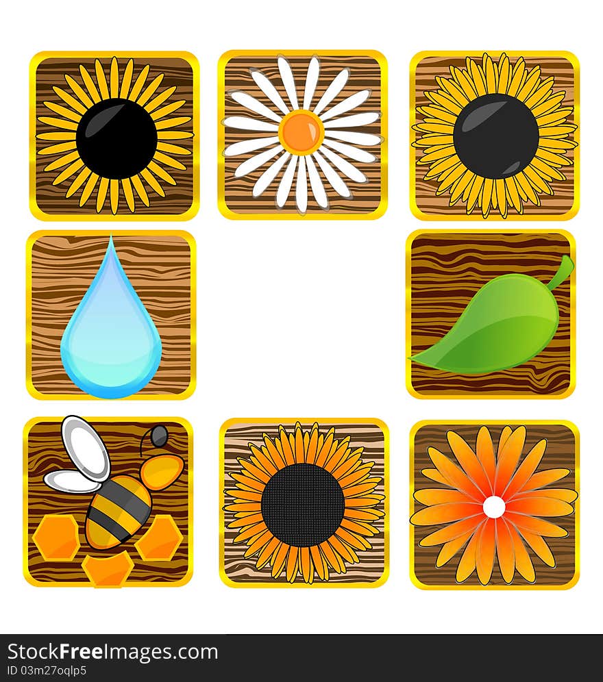 Nature and eco creative symbols set