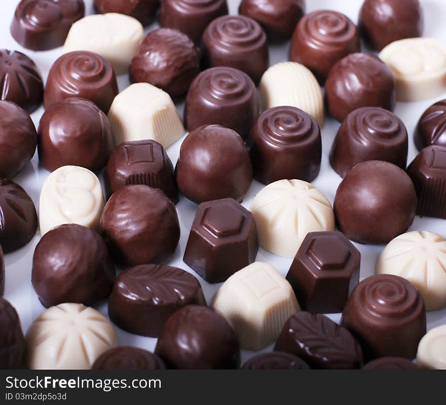 Sweet chocolate candy on white. Sweet chocolate candy on white