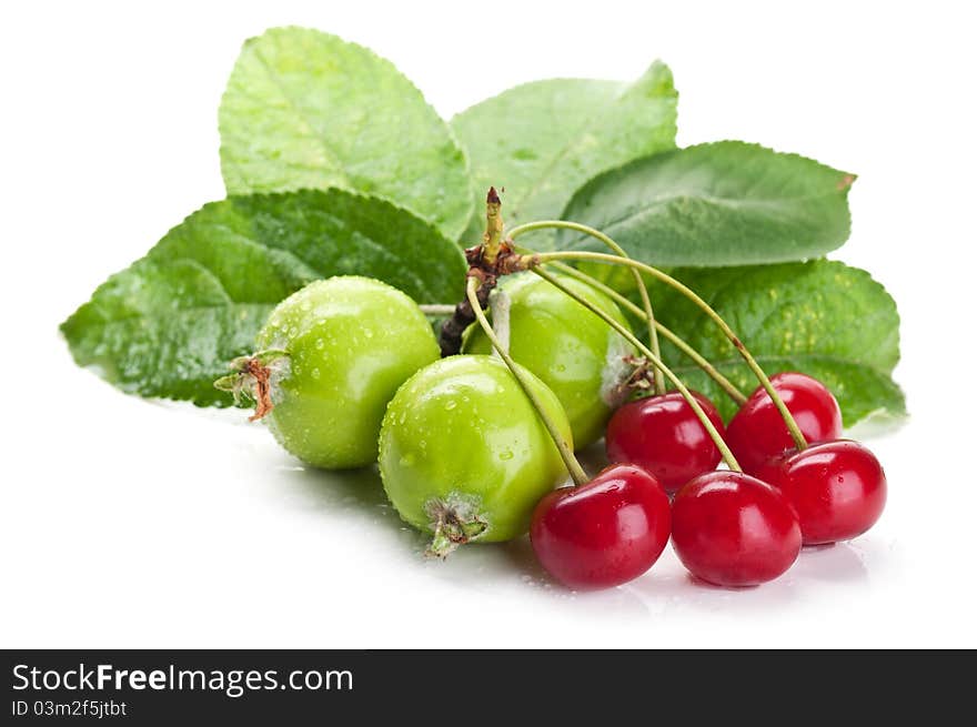 Fresh cherry and apples