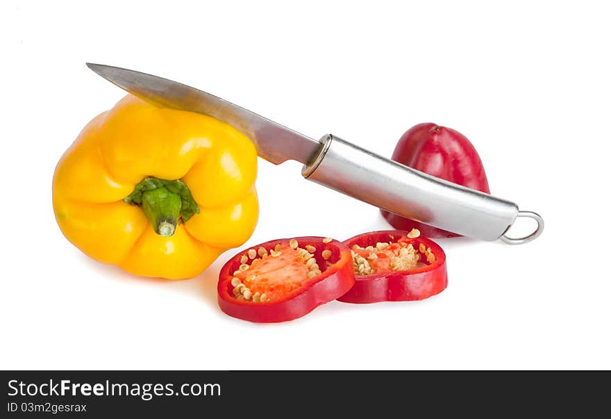 Sweet yellow bell pepper isolated on white background. Sweet yellow bell pepper isolated on white background