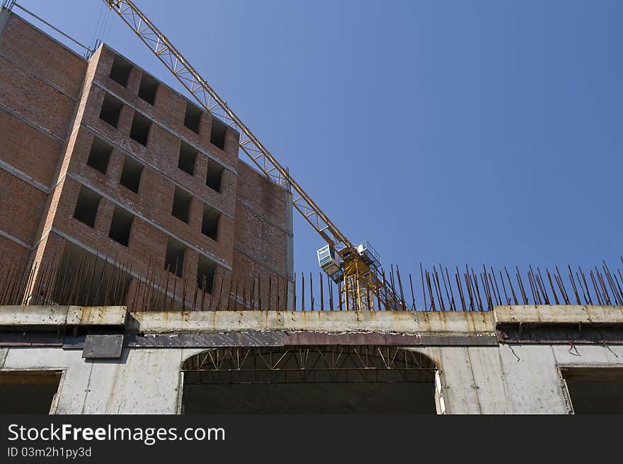 Building site with crane