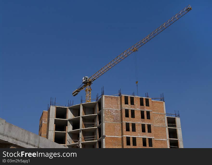 Building site with crane