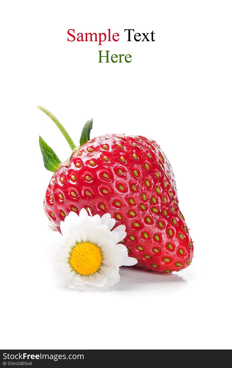 Fresh strawberry and flower on a white background