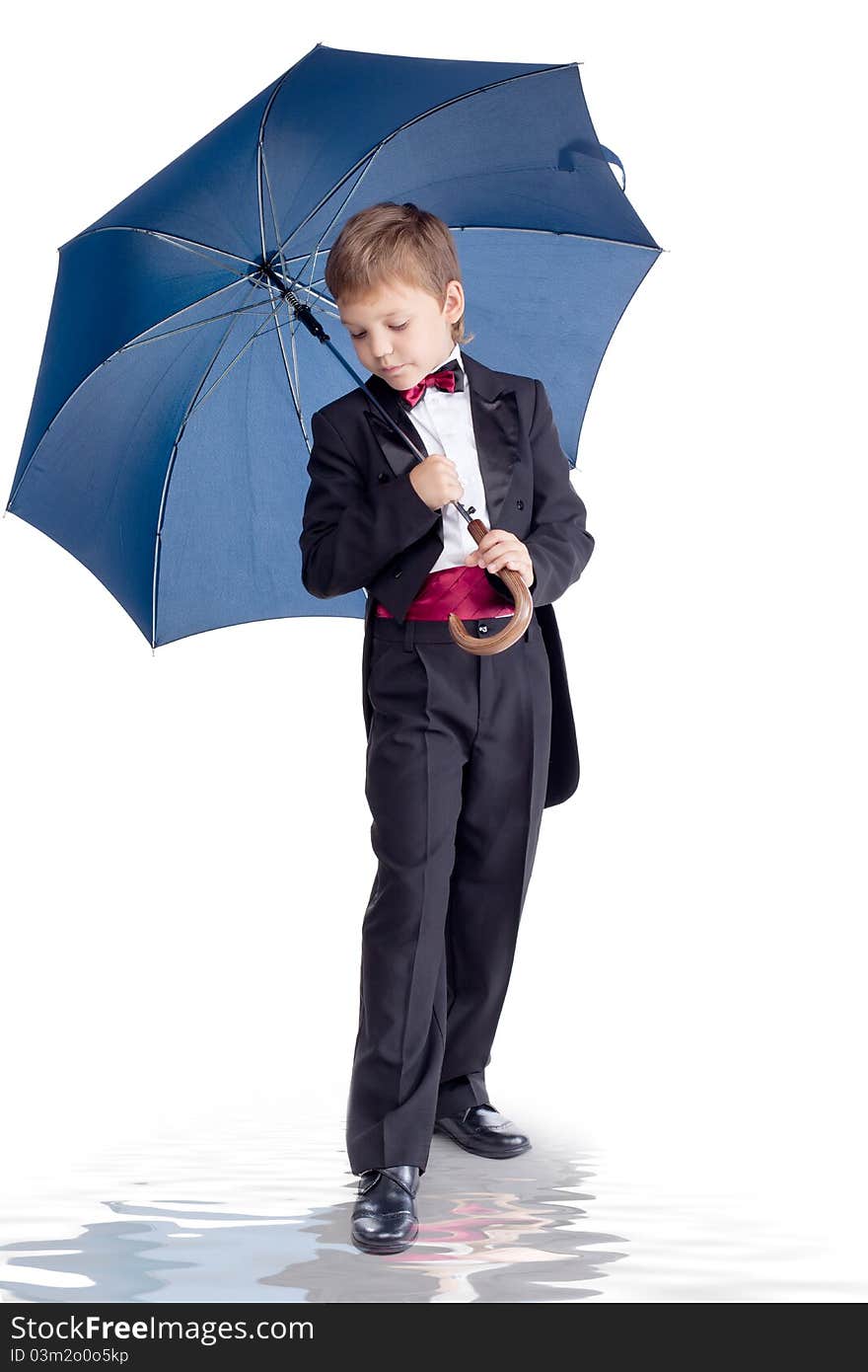 Foto-little boy with umbrella