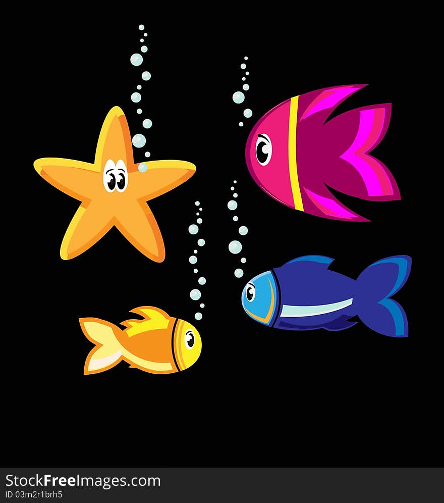 Set Of Color Fish