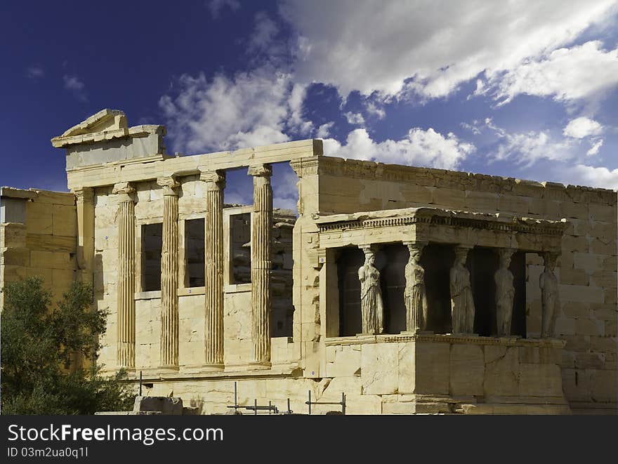 Caryatids in acropolis of Athens,Greece