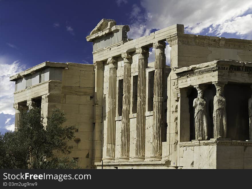 Caryatids in acropolis of Athens,Greece