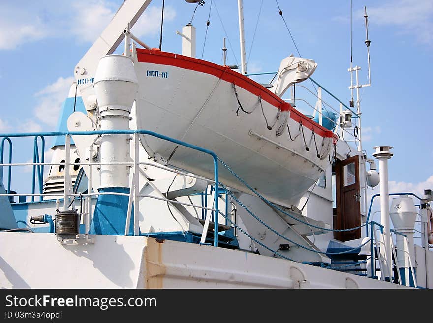 Life boat onboard the ship