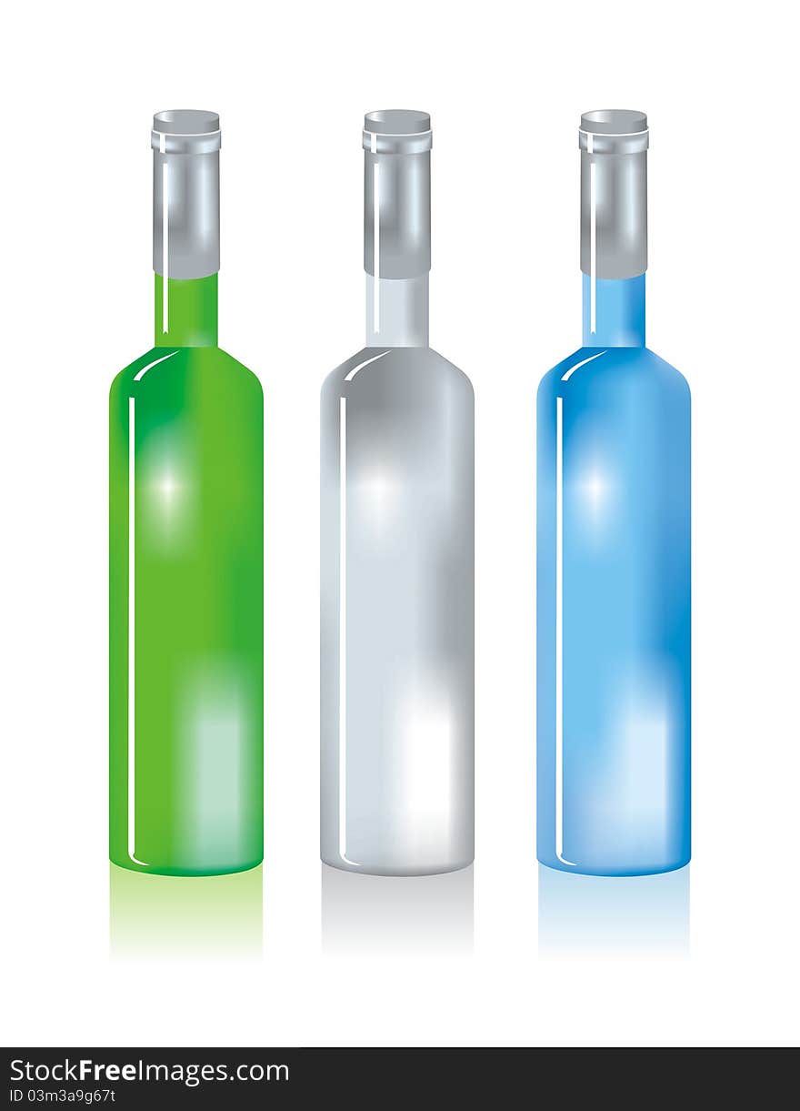 Three glass bottles