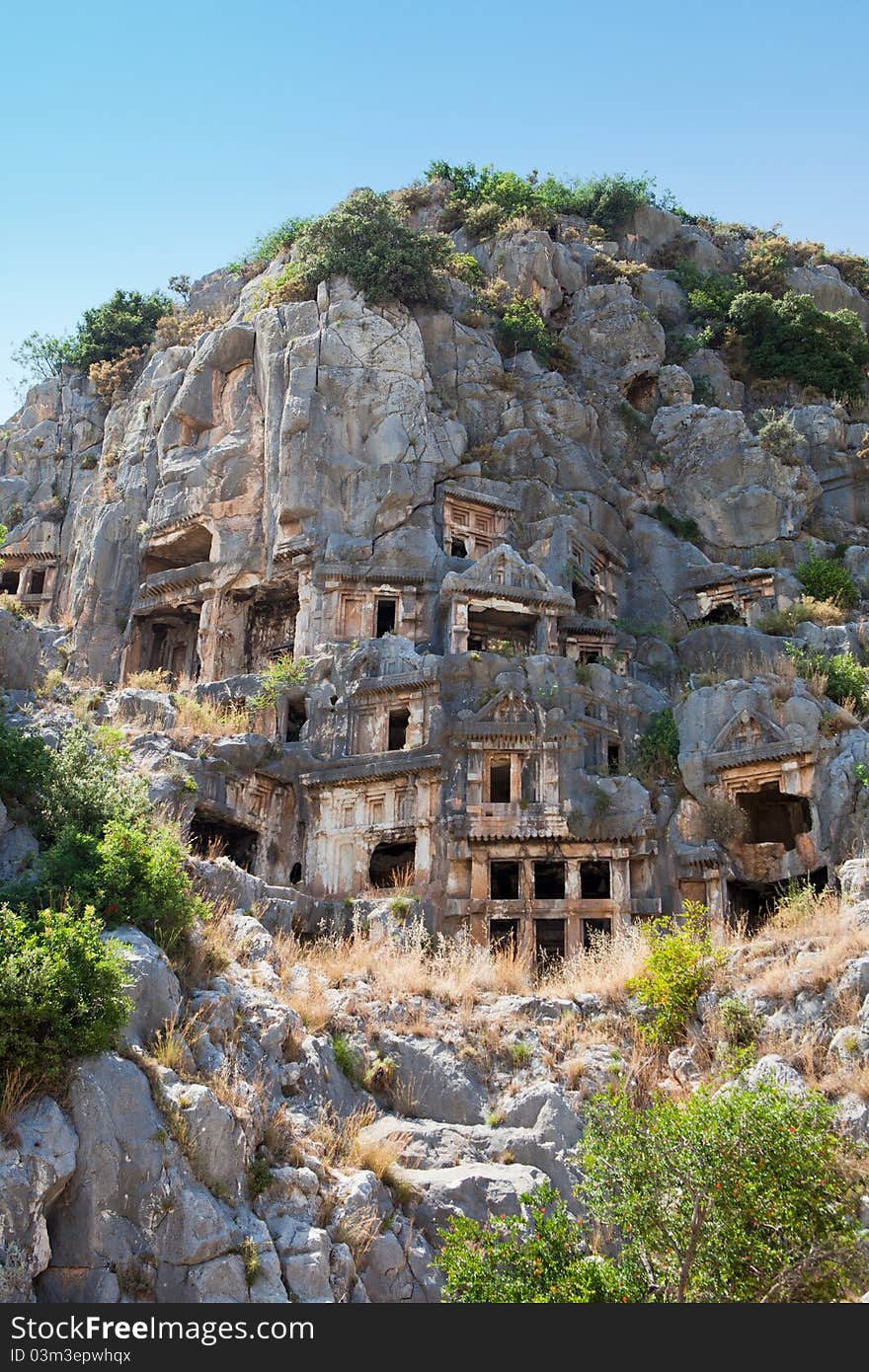 Rock tombs in Myra, Demre, Turkey