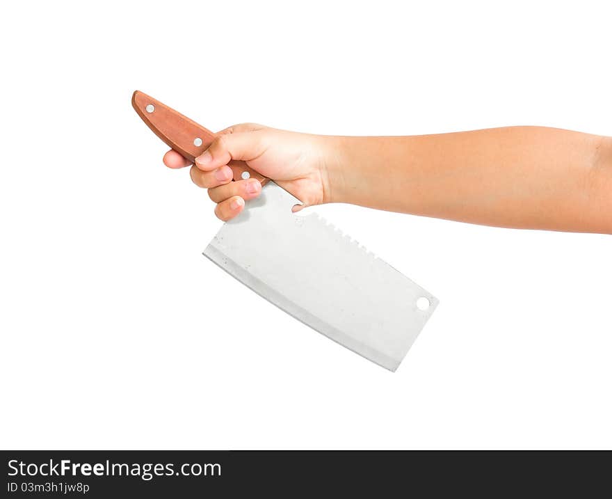 Knife In Hand On A White Background