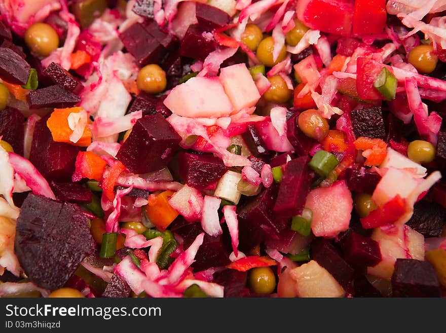 Salad from vegetables close up