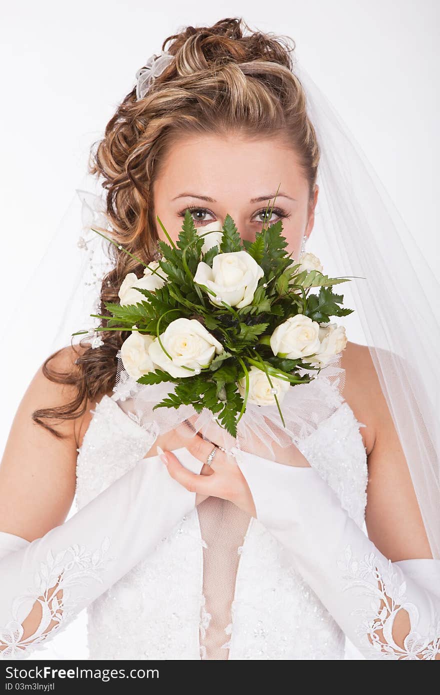 Studio Portrait Of A Young Bride