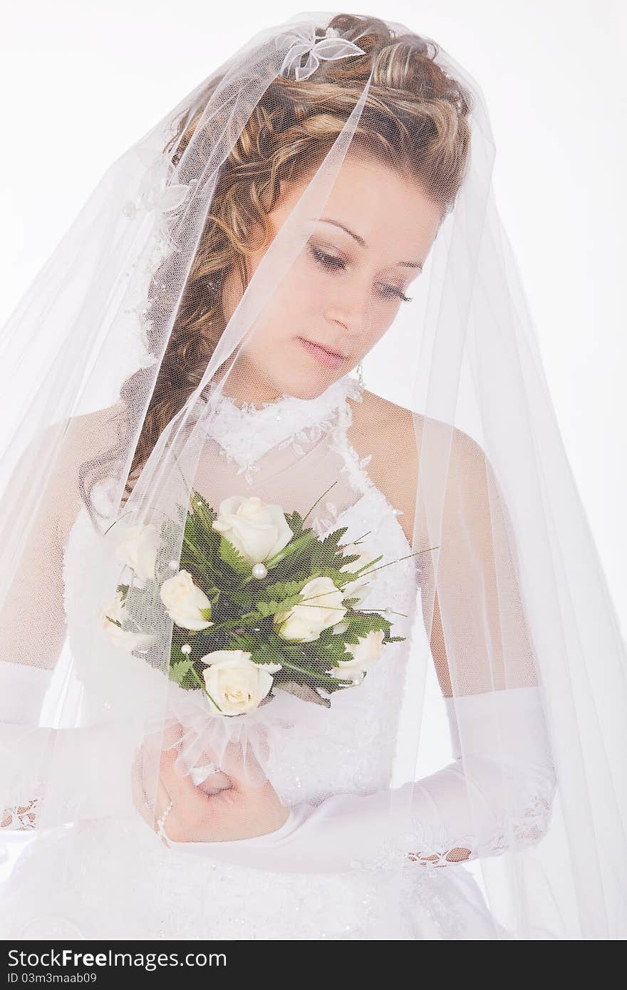 Studio portrait of a young bride