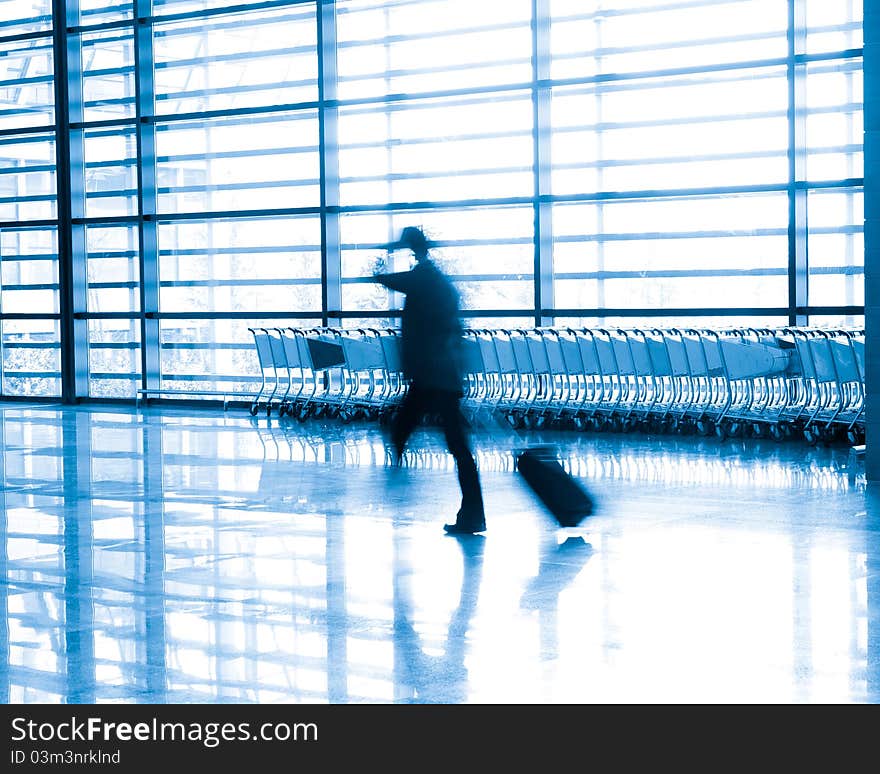 Passenger in the shanghai pudong airport.interior of the airport.