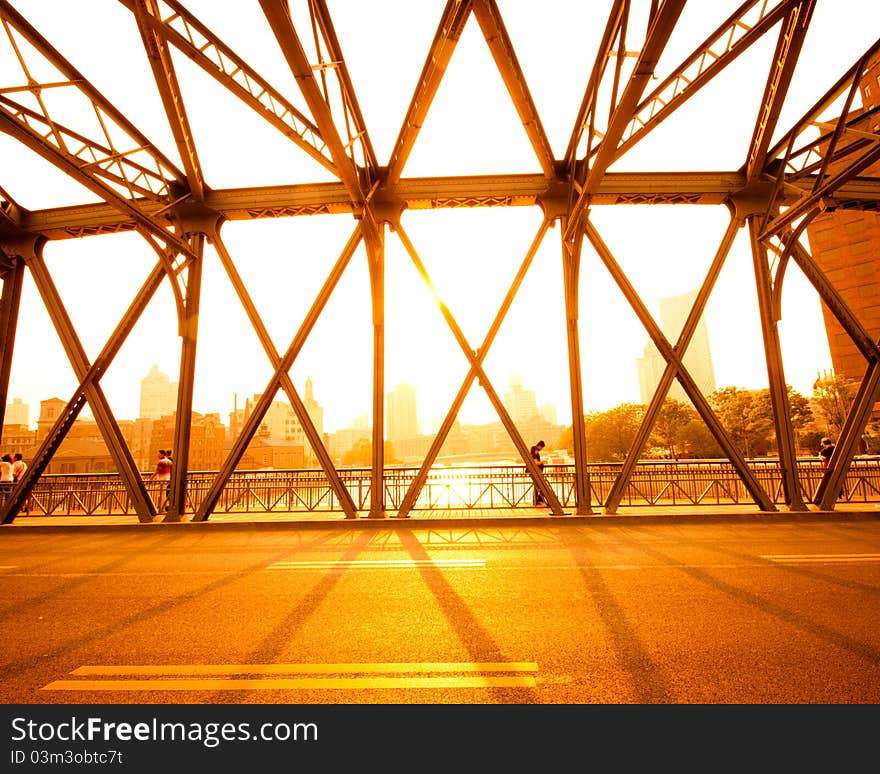 Evening Bridge in Shanghai, China