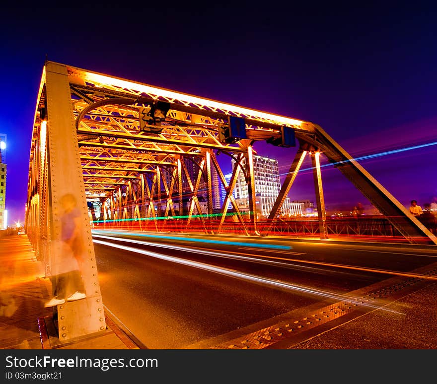 Evening Bridge in Shanghai, China