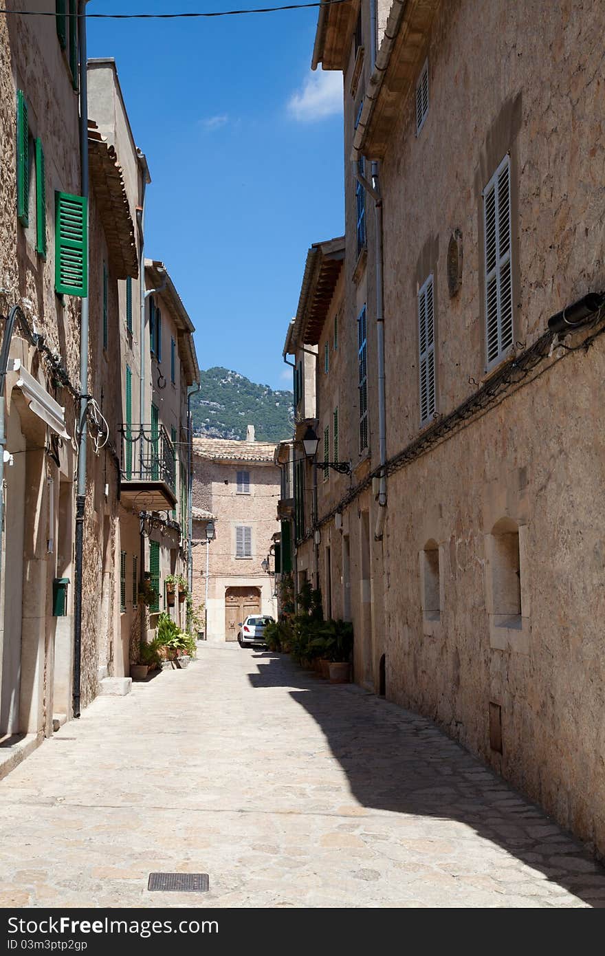 Deserted narrow lane in Spain