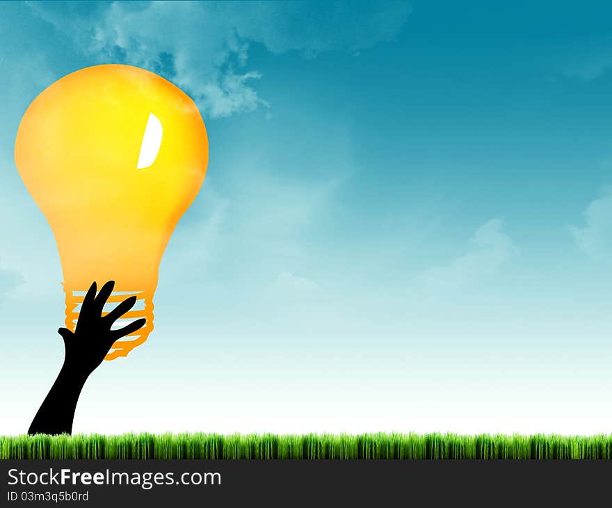 Bulb in hand in environment