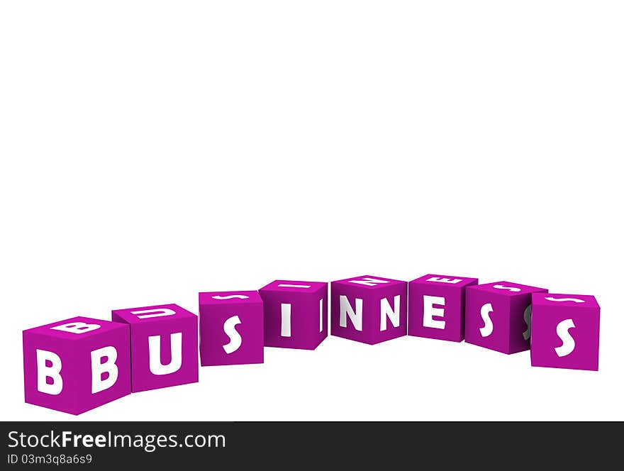 3d business text written over different blocks. 3d business text written over different blocks