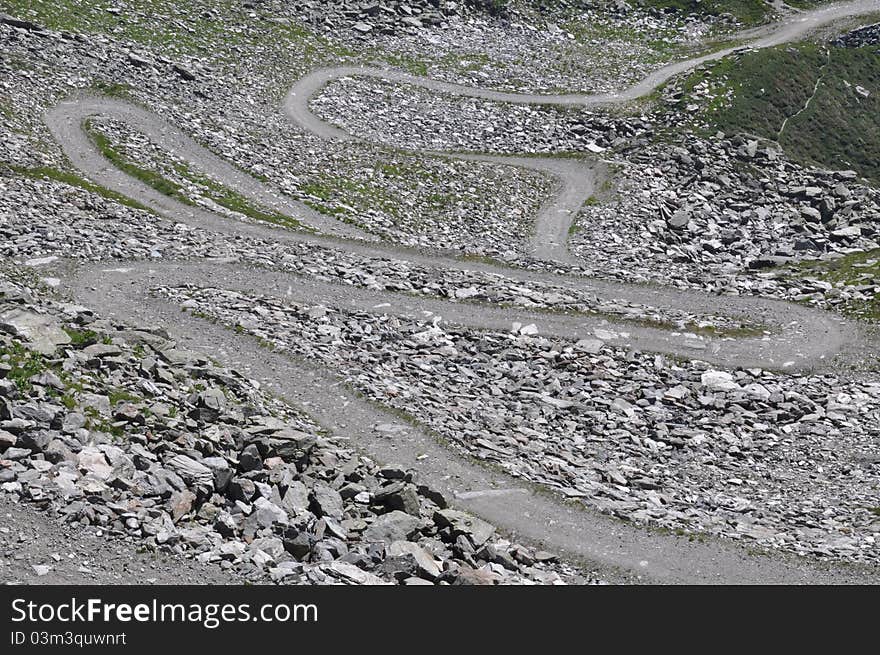 An intricate trail in the mountains