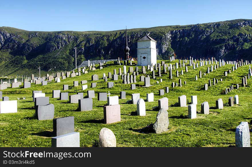 Old graveyard in dramatic scenery