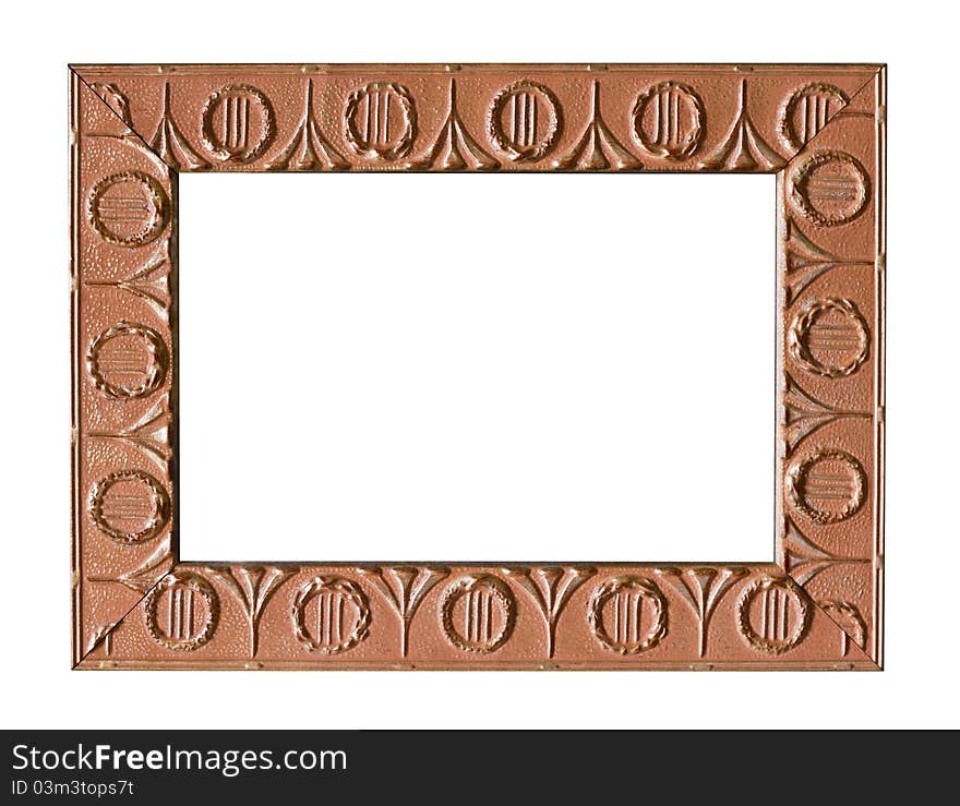 Rectangular metal picture frame on white background