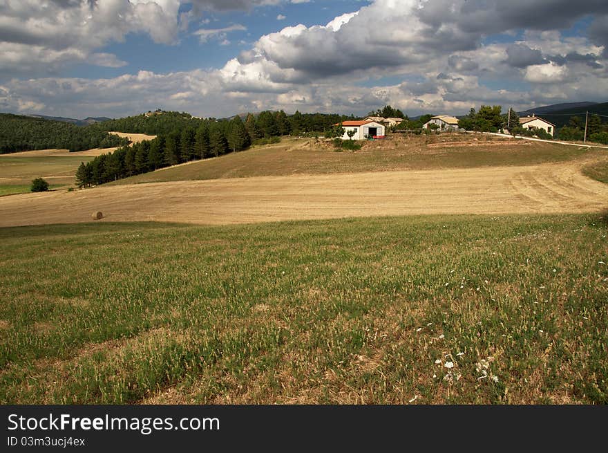 Photo of the umbria farm in the summer day